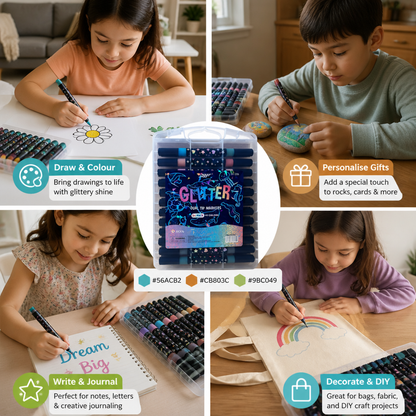 Glitter Dual-Tip Acrylic Paint Marker Set
