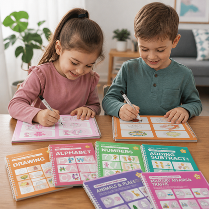 Reusable Grooved Handwriting Practice Books for Kids – 6-Piece Tracing & Writing Set