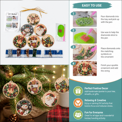 DIY Christmas Diamond Painting Ornament Kit – Festive Tree Hanging Decorations