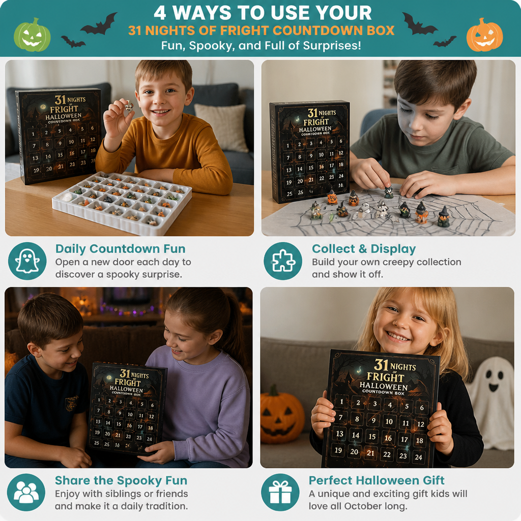 Halloween Countdown Calendar with Surprise Horror Mini Figures & Charms