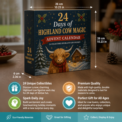 24-Day Highland Cow Advent Calendar with Collectible Mini Figurines