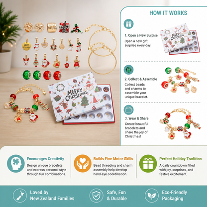24-Day Christmas Bracelet Advent Calendar – DIY Jewelry-Making Kit for Girls