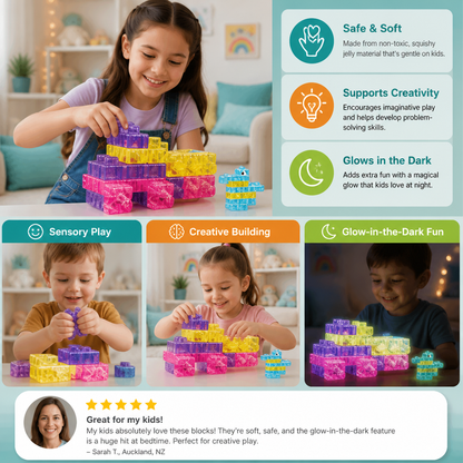 Glow-in-the-Dark Squishy Jelly Building Blocks for Kids – Safe & Soft