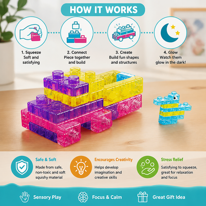 Glow-in-the-Dark Squishy Jelly Building Blocks for Kids – Safe & Soft