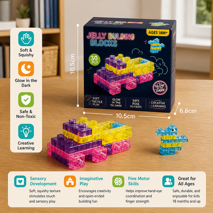 Glow-in-the-Dark Squishy Jelly Building Blocks for Kids – Safe & Soft