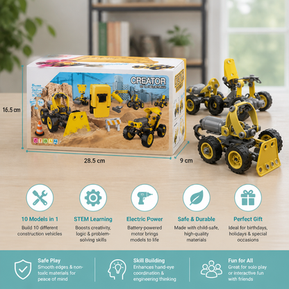 10-in-1 Creative Electric Construction Truck Building Set for Kids