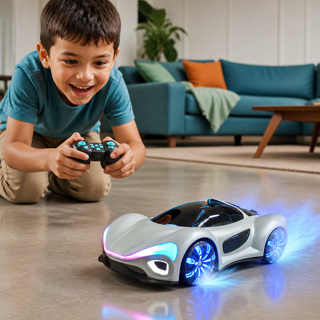Light-Up RC Drift Car with Spray Effect & Charging Station
