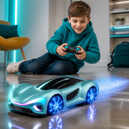 Light-Up RC Drift Car with Spray Effect & Charging Station