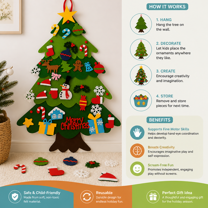 Kids’ DIY Felt Christmas Tree with Decorative Ornaments