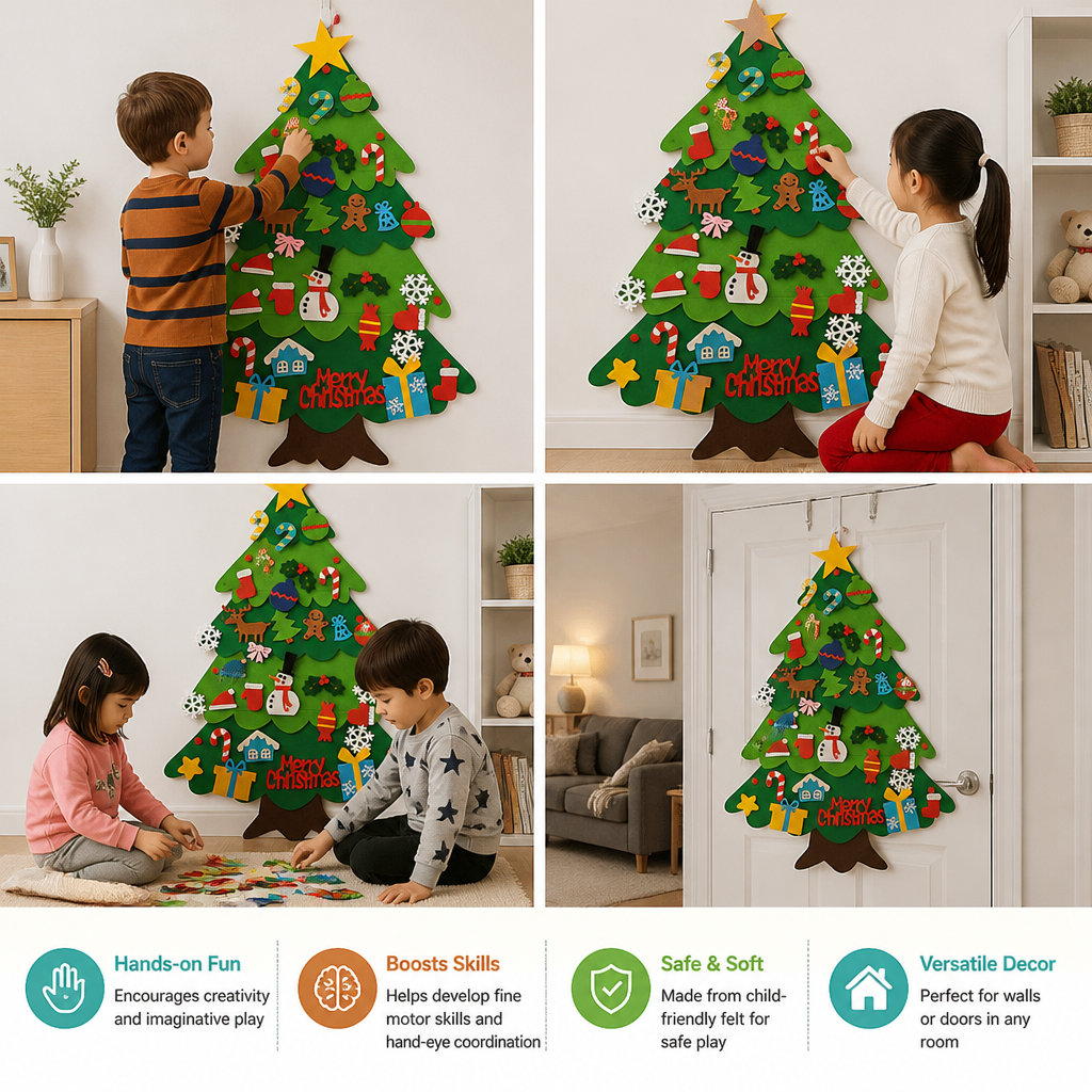 Kids’ DIY Felt Christmas Tree with Decorative Ornaments