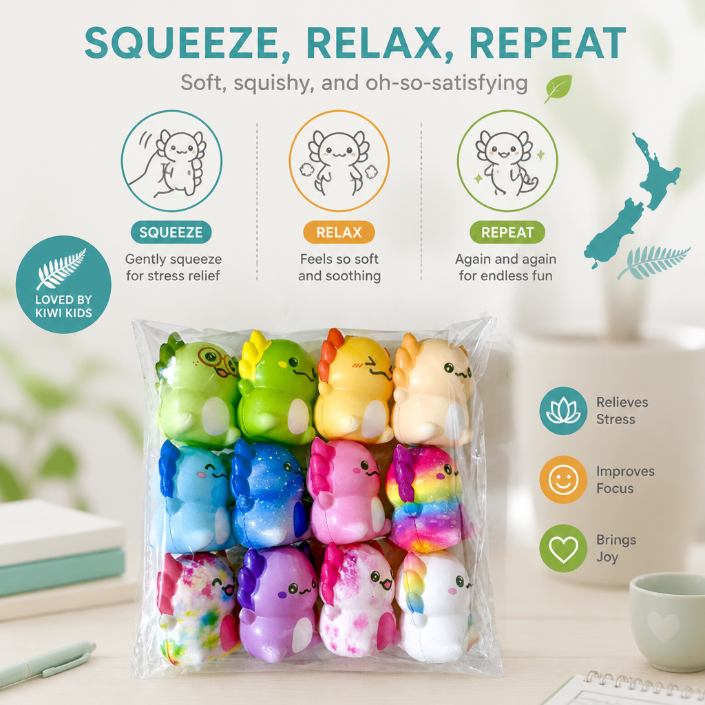 24-Pack Soft Axolotl Squishy Stress Relief Toys