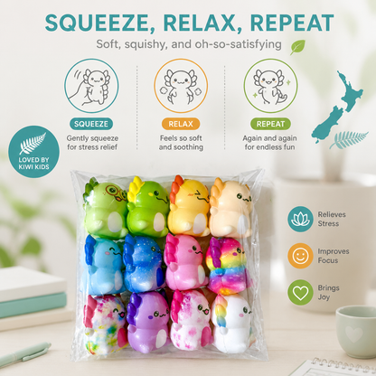 24-Pack Soft Axolotl Squishy Stress Relief Toys