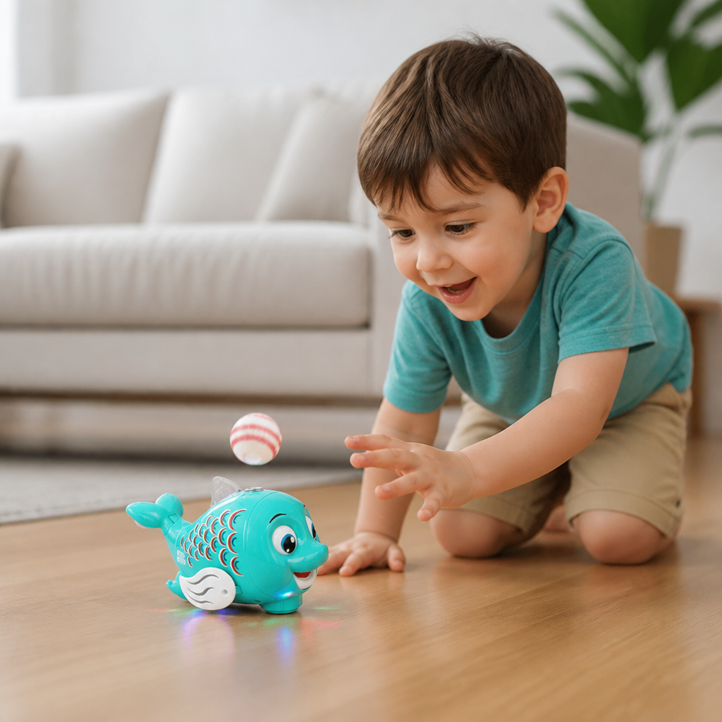 Interactive Floating Ball Fish Toy with Lights & Music