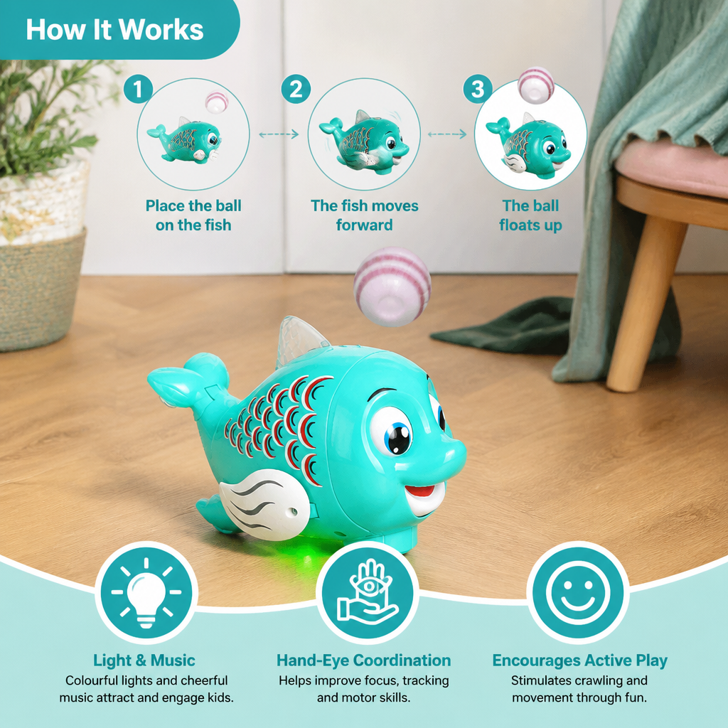Interactive Floating Ball Fish Toy with Lights & Music