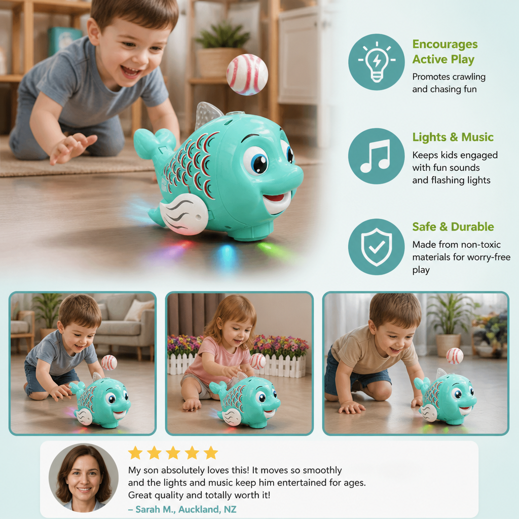 Interactive Floating Ball Fish Toy with Lights & Music