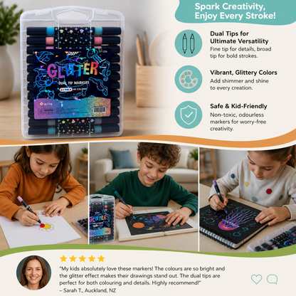Glitter Dual-Tip Acrylic Paint Marker Set