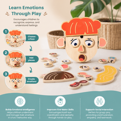 Wooden Facial Expressions & Emotions Learning Toy for Kids