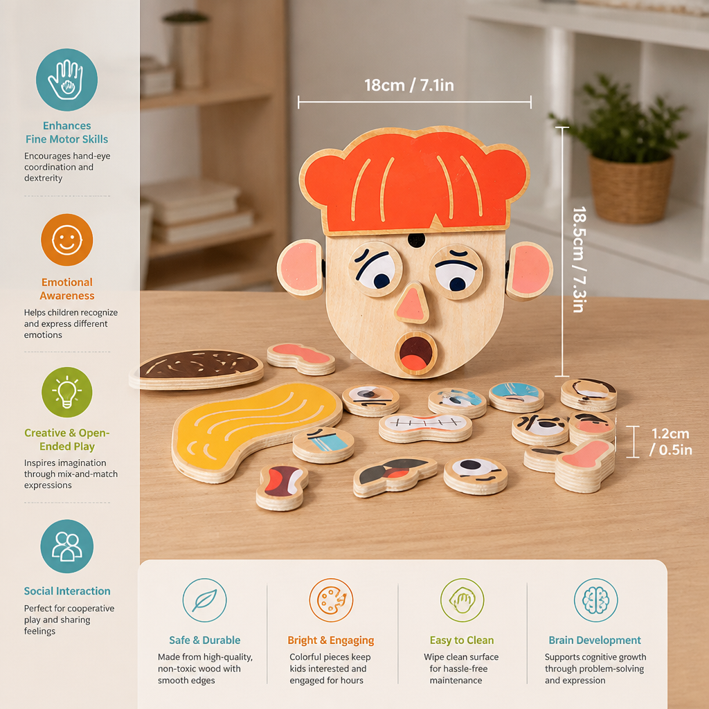 Wooden Facial Expressions & Emotions Learning Toy for Kids