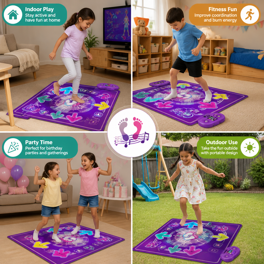 Interactive Musical Dance Mat with LED Lights for Kids