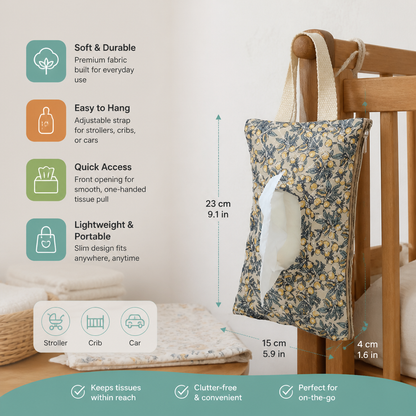 Hanging Tissue Holder for Strollers, Cribs & Cars