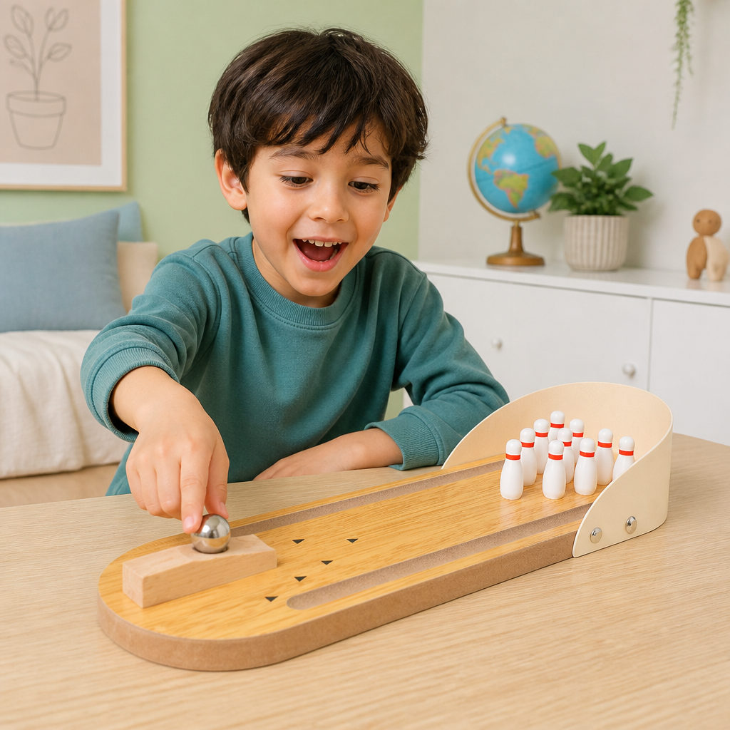 Wooden Mini Bowling Game – Portable Desktop Bowling Set for Kids