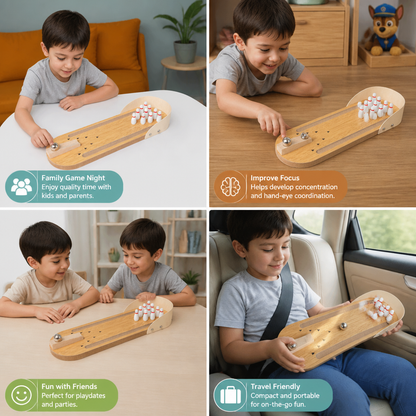 Wooden Mini Bowling Game – Portable Desktop Bowling Set for Kids