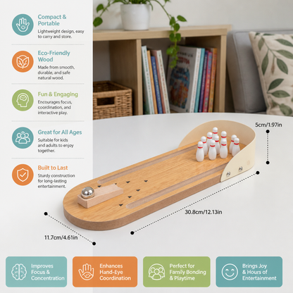 Wooden Mini Bowling Game – Portable Desktop Bowling Set for Kids