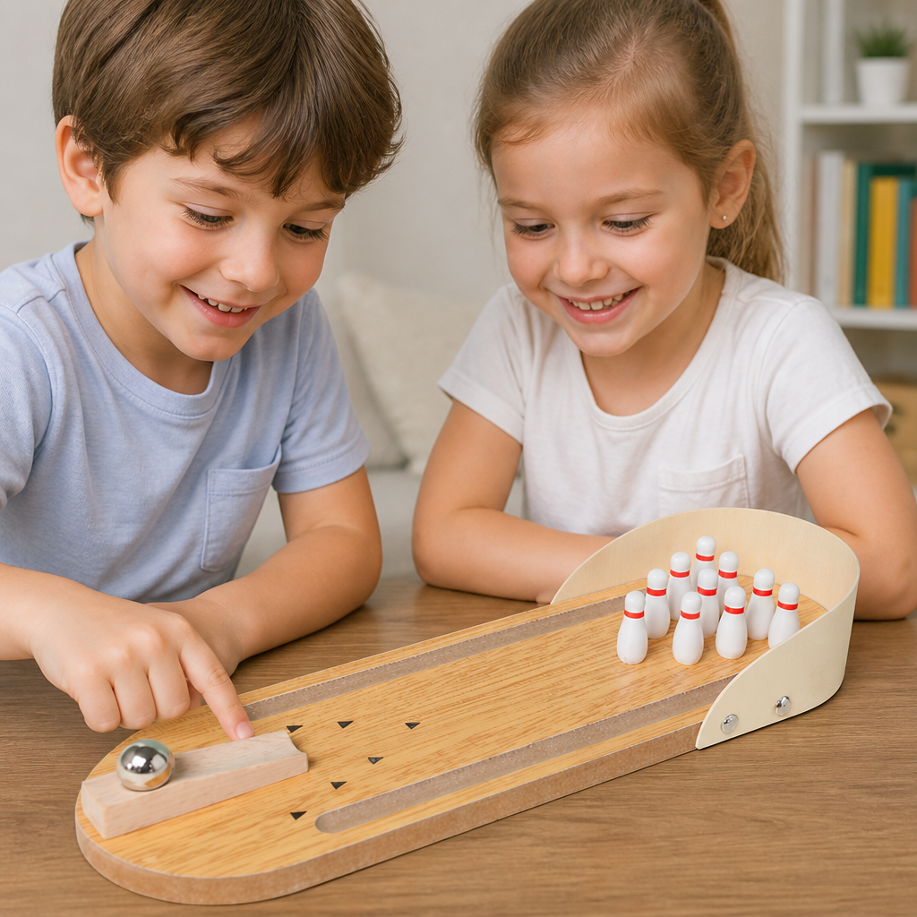 Wooden Mini Bowling Game – Portable Desktop Bowling Set for Kids