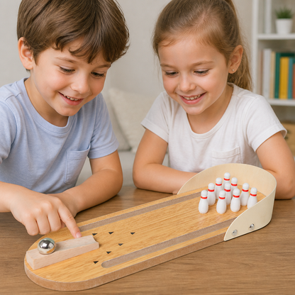 Wooden Mini Bowling Game – Portable Desktop Bowling Set for Kids