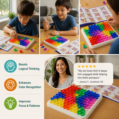 Rainbow Bead Puzzle Board – Logic & Problem-Solving Game
