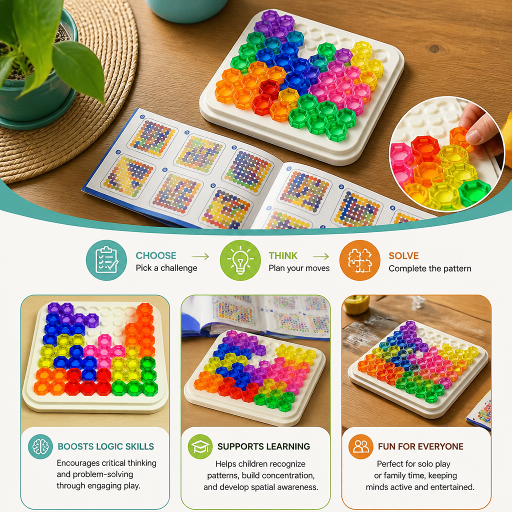 Rainbow Bead Puzzle Board – Logic & Problem-Solving Game