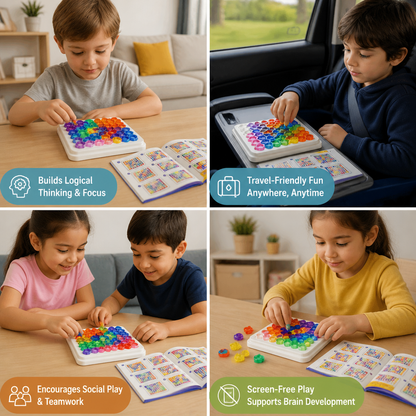 Rainbow Bead Puzzle Board – Logic & Problem-Solving Game