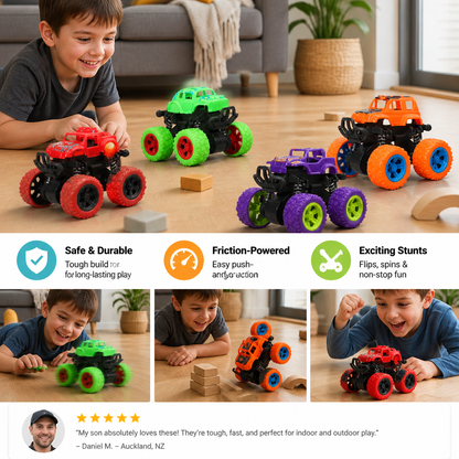 Friction-Powered Monster Truck Stunt Car for Kids