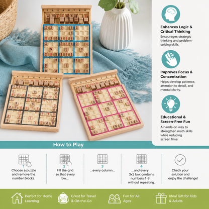 Wooden Sudoku Puzzle Board – Educational Logic & Math Game