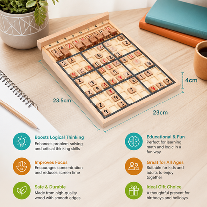 Wooden Sudoku Puzzle Board – Educational Logic & Math Game