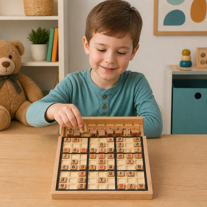 Wooden Sudoku Puzzle Board – Educational Logic & Math Game