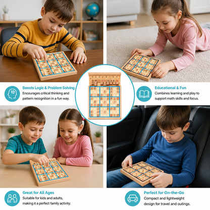 Wooden Sudoku Puzzle Board – Educational Logic & Math Game