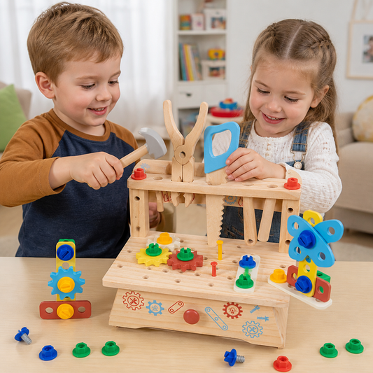 Wooden Kids Workbench & Tool Set – DIY Construction & Fine Motor Skills Learning Toy