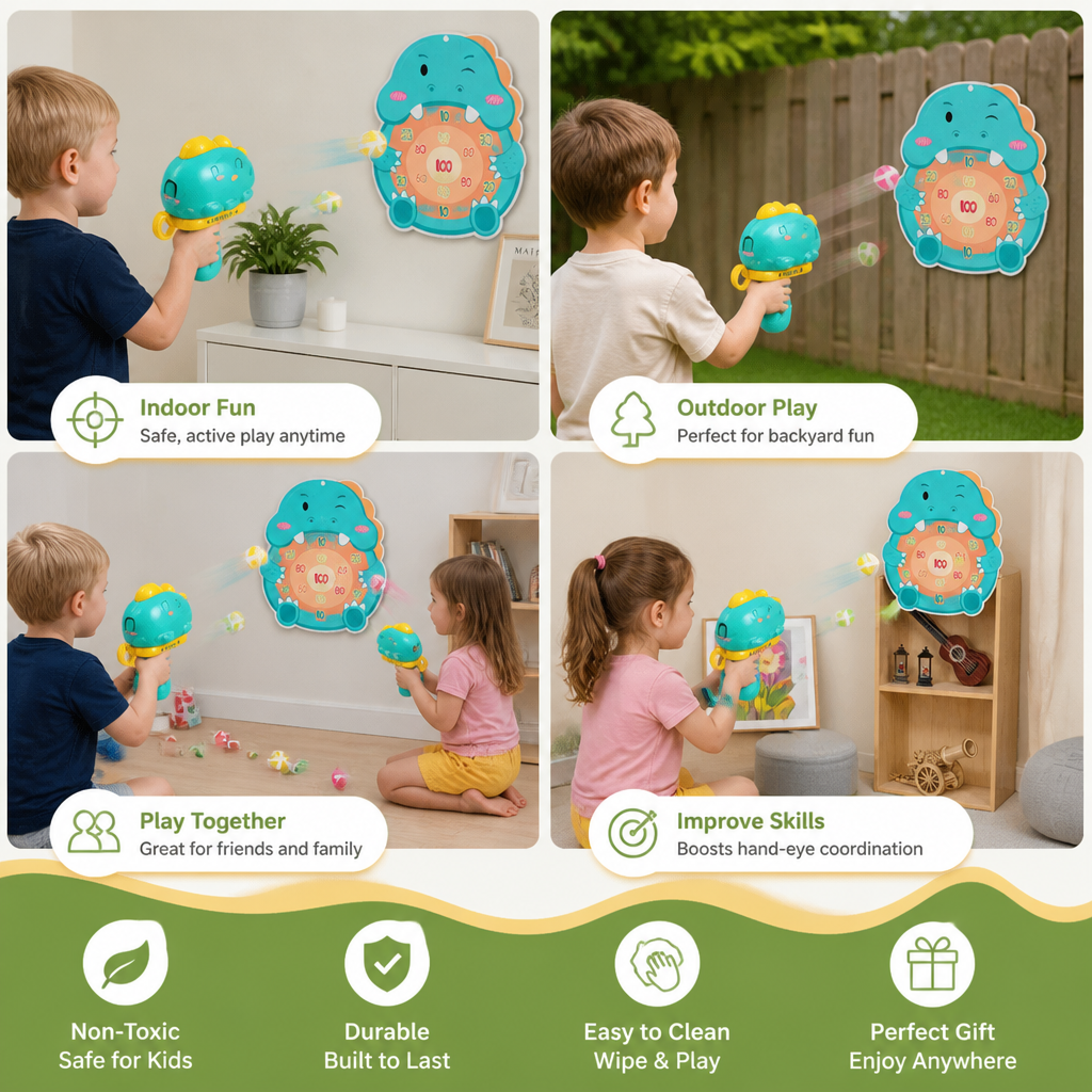 Dinosaur Sticky Ball Shooter – Target Shooting Game for Kids