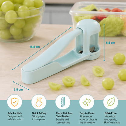 Stainless Steel Grape & Cherry Tomato Cutter – Safe One-Press Quarter Slicer for Toddlers & Kids