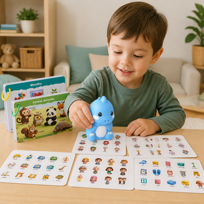 Interactive Dinosaur Talking Flash Cards & Stickers – Montessori Phonics & Sight Words Learning Set