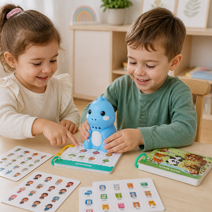 Interactive Dinosaur Talking Flash Cards & Stickers – Montessori Phonics & Sight Words Learning Set