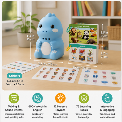 Interactive Dinosaur Talking Flash Cards & Stickers – Montessori Phonics & Sight Words Learning Set