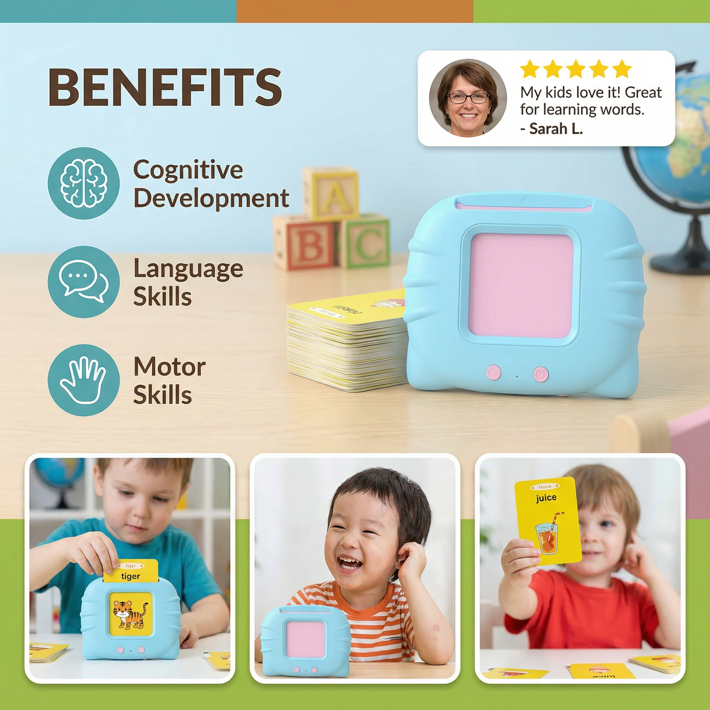 Talking English Flash Cards – Interactive Learning Game for Kids