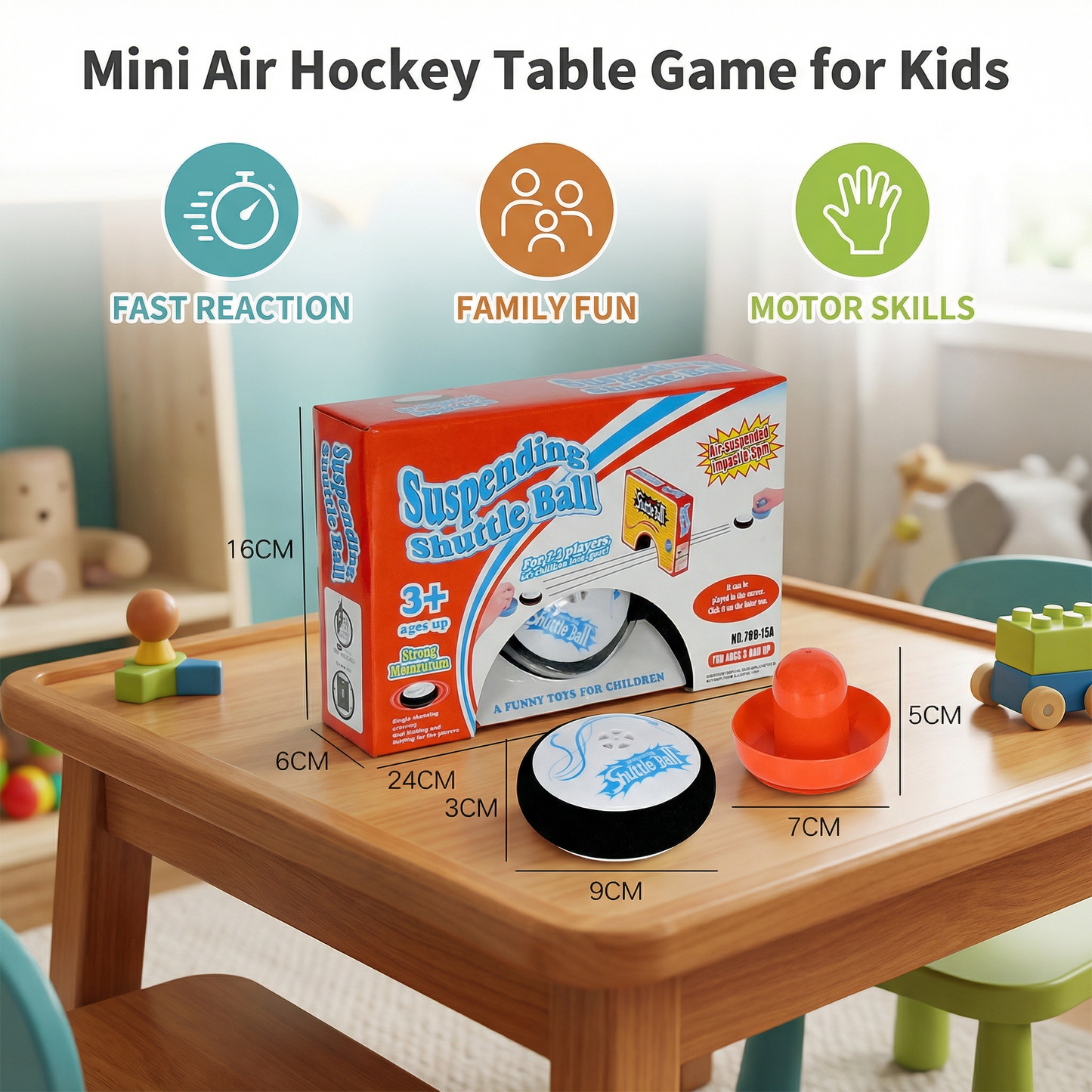 Mini Air Hockey Table Game for Kids – Reaction Game with Pucks
