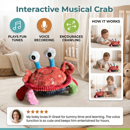 Interactive Musical Crab with Voice Function – Moving Educational Toy for Babies