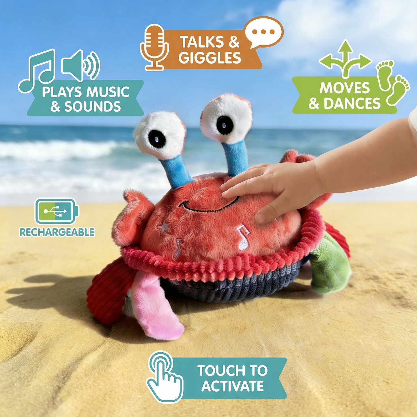 Interactive Musical Crab with Voice Function – Moving Educational Toy for Babies