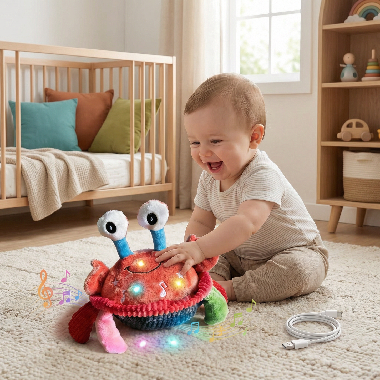 Interactive Musical Crab with Voice Function – Moving Educational Toy for Babies