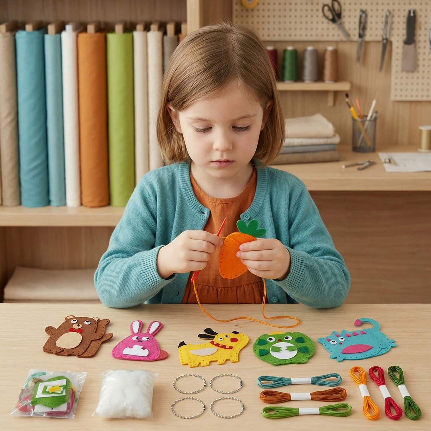 Safe DIY Felt Animal Sewing Set