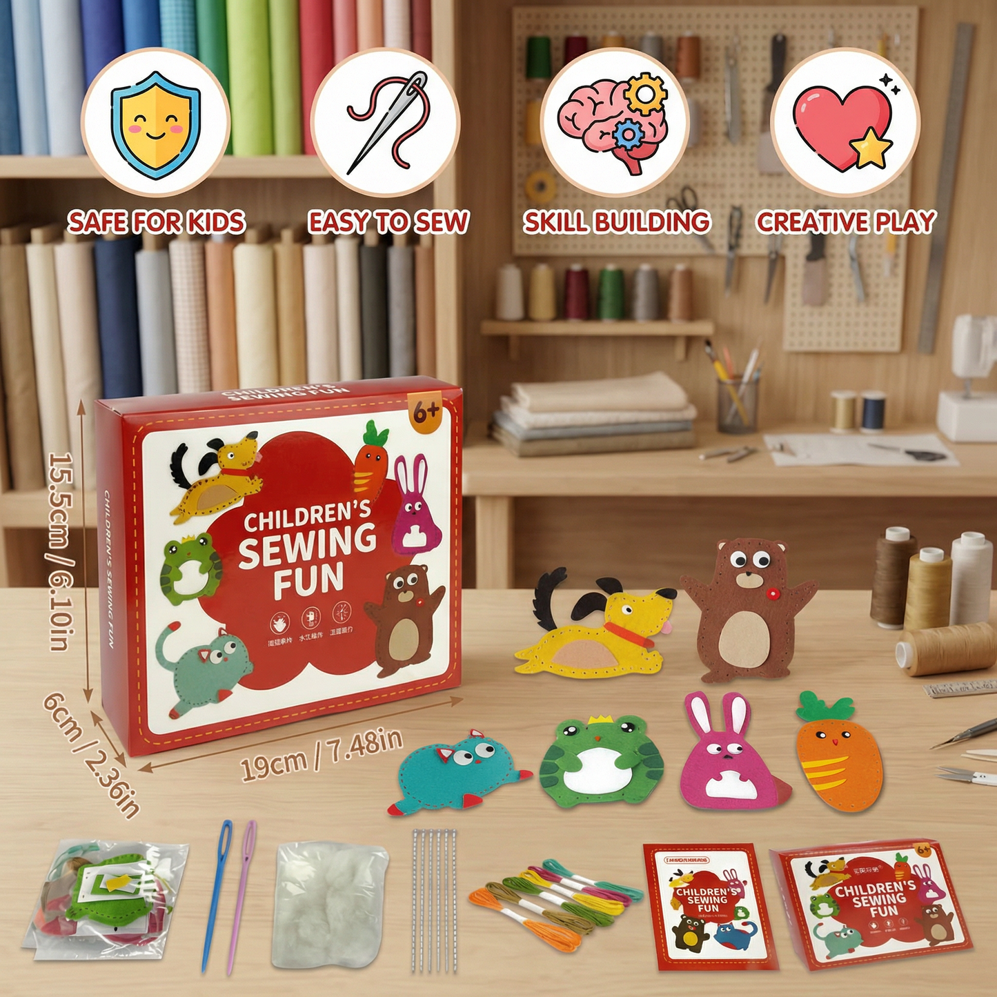 Safe DIY Felt Animal Sewing Set